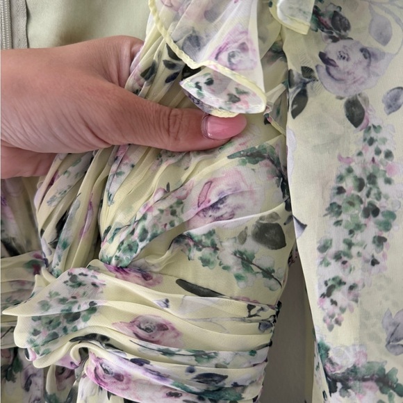 MAC DUGGAL Green Floral Chiffon Tiered Ruffle Dress 6 - Picture 16 of 16